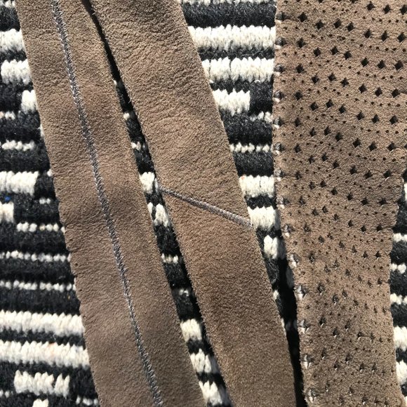 Unisex vtg Perforated Suede Necktie - Picture 3 of 6